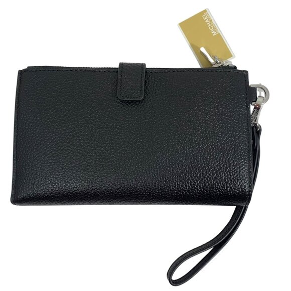 NWT $158 MICHAEL KORS Jet Set Double Zip Wristlet Phone Wallet Black Leather - Picture 3 of 6